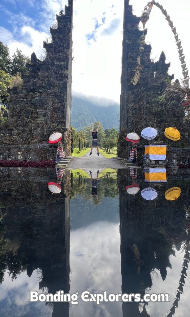 me being very happy, mirror shot of the gate and me jumping